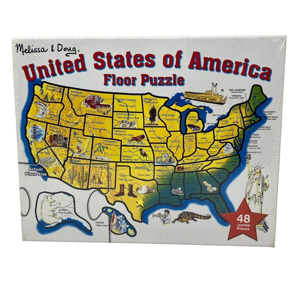 Melissa & Doug Puzzle USA Map Floor 48 Jumbo Pieces Educational Kids Toy New - Picture 2 of 7